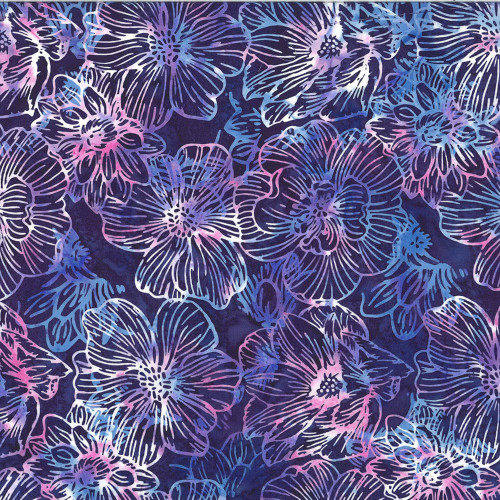 Hoffman Fabrics Bali Batiks 2022 Violet Rays Flower Blooms Salvia
