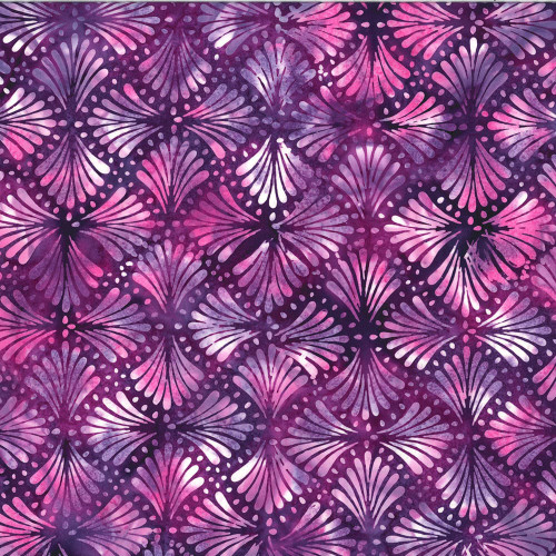 Hoffman Fabrics Bali Batiks 2022 Violet Rays Fan Palm Bargello Pansy