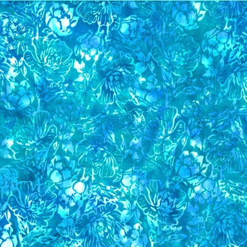 Hoffman Fabrics Bali Batiks 2022 When in Wisteria Peonies Peacock