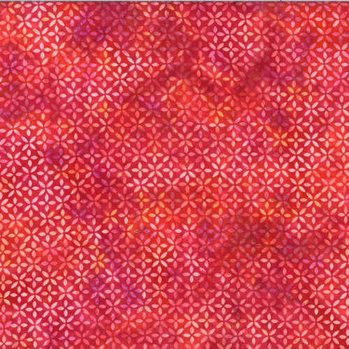 Hoffman Fabrics Bali Batiks 2022 Flame Floral Tiles Flame