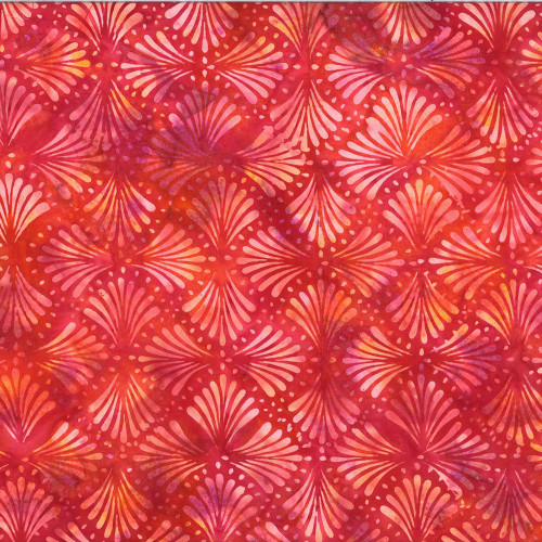 Hoffman Fabrics Bali Batiks 2022 Flame Fan Palm Bargello Flame