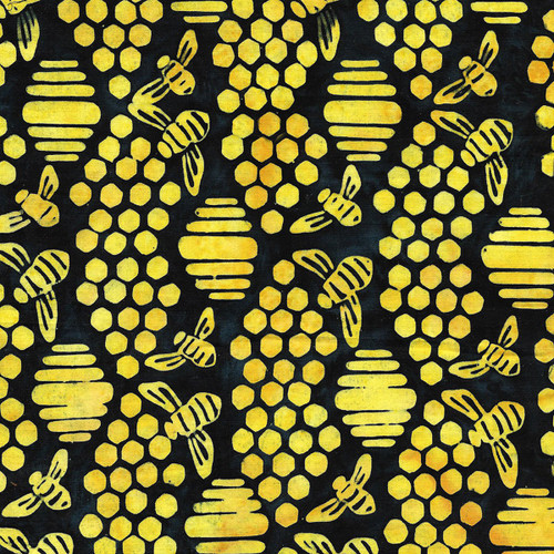 Island Batik Fabrics Beehive Buzz Kathy Engle Bee honeycomb Black