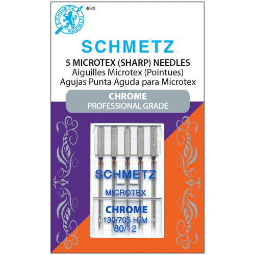 Chrome Microtex Schmetz Needle 5 ct, Size 80/12