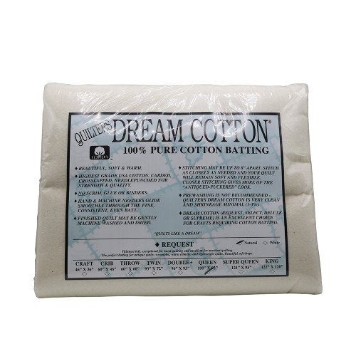 Quilters Dream Cotton Natural Unbleached Request Loft Queen Size Quilt Batting
