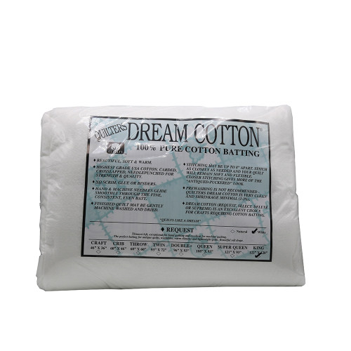 Premium 122 inch by 120 inch cotton quilt batting, sold individually.