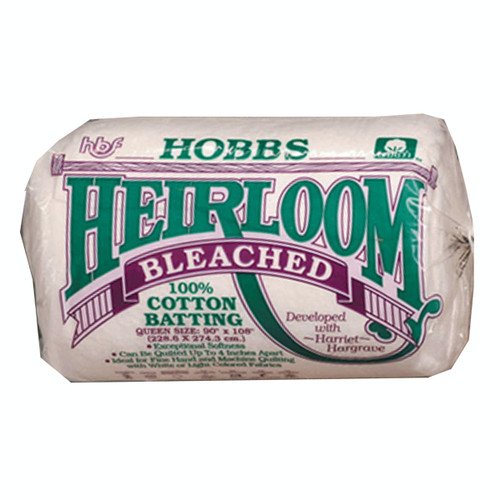 Hobbs Batting Heirloom 100% Cotton Bleached White Queen Size Quilt Batting