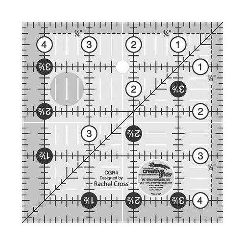 This 4-1/2 inch square is the perfect companion for anyone who loves to work with the 5 inch pre-cuts on the market.