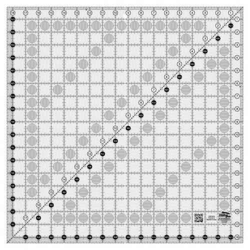 This 18-1/2 inch square features easy-to-read black and white markings printed in 1 inch grids marked in 1/8 inch and 1/4 inch increments.