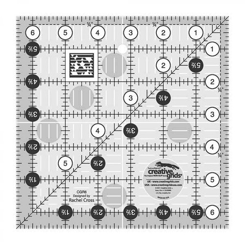 Creative Grids Quilt Ruler 6.5 Inch by 6.5 Inch Square