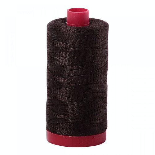 Aurifil Mako Cotton 12 Weight 2 Ply Large Spool 386 Yards 325 Meters Very Dark Bark