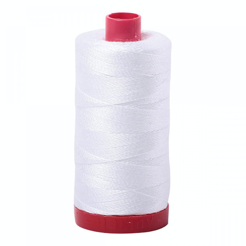 Aurifil Mako Cotton 12 Weight 2 Ply Large Spool 386 Yards 325 Meters White