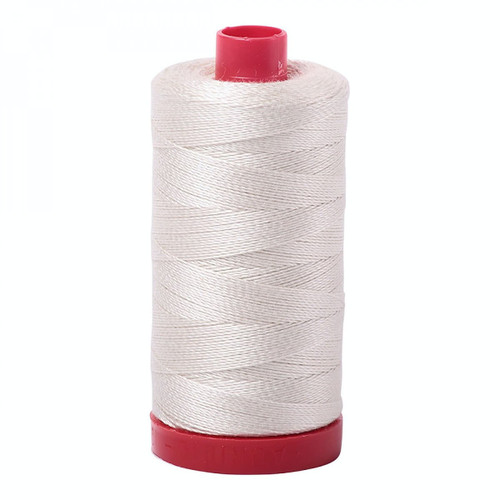 Aurifil Mako Cotton 12 Weight 2 Ply Large Spool 386 Yards 325 Meters Silver White