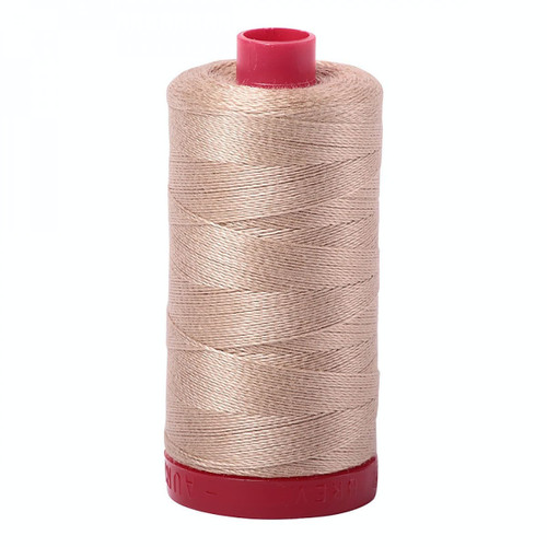 Aurifil Mako Cotton 12 Weight 2 Ply Large Spool 386 Yards 325 Meters Beige