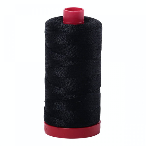 Aurifil Mako Cotton 12 Weight 2 Ply Large Spool 386 Yards 325 Meters Black