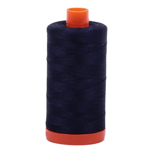Aurifil Mako Cotton 12 Weight 2 Ply Large Spool 386 Yards 325 Meters Very Dark Navy