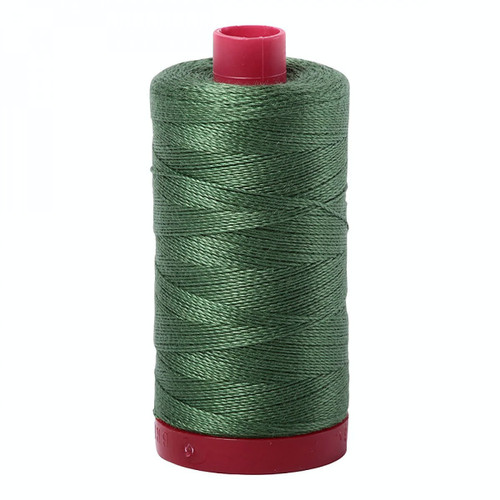Aurifil Mako Cotton 12 Weight 2 Ply Large Spool 386 Yards 325 Meters Very Dark Grass Green