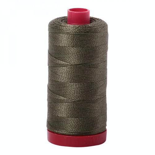 Aurifil Mako Cotton 12 Weight 2 Ply Large Spool 386 Yards 325 Meters Army Green