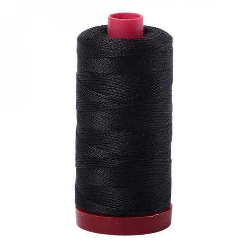 Aurifil Mako Cotton 12 Weight 2 Ply Large Spool 386 Yards 325 Meters Very Dark Grey