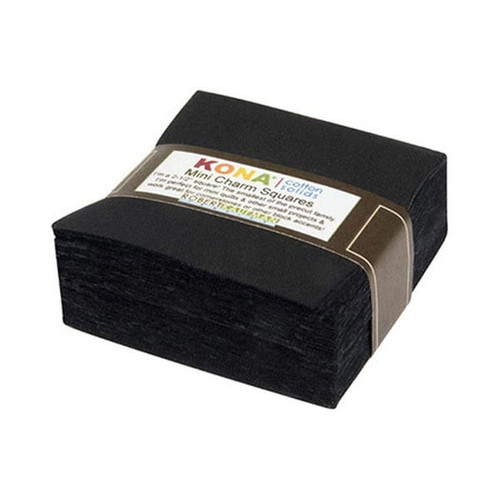 Robert Kaufman Kona Cotton Black Mini Charms 84 Squares 2.5 Inches