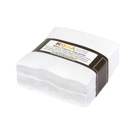 Robert Kaufman Kona Cotton White Mini Charms 84 Squares 2.5 Inches