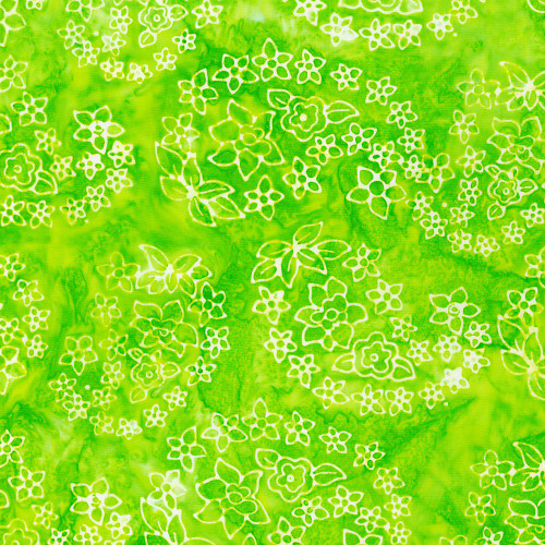 Robert Kaufman Fabrics Totally Tropical Artisan Batiks Flower Garland Kiwi