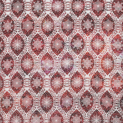 In the Beginning Fabrics Nature's Winter Snowflake Ogival Trellis Red