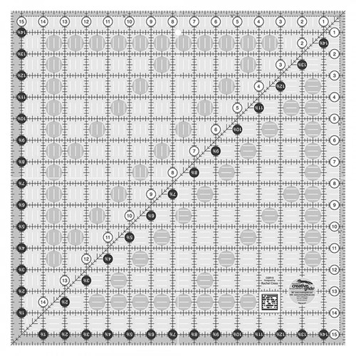 This 15-1/2 inch square features easy-to-read black and white markings printed in 1 inch grids marked in 1/8 inch and 1/4 inch increments.