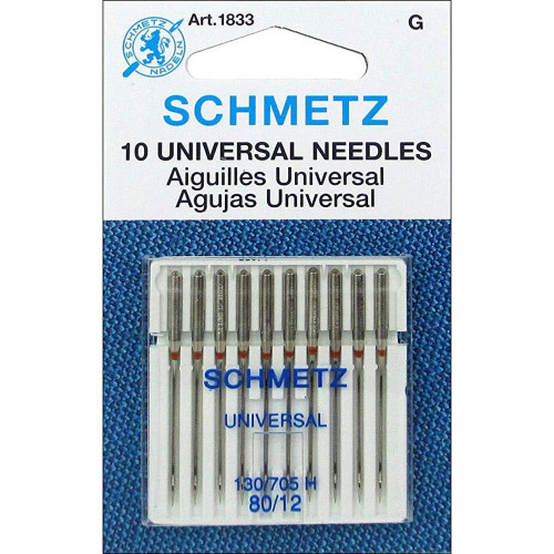 Schmetz Universal Machine Needle Size 12 / 80 Ten Needles per Card