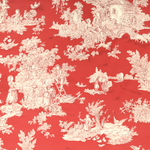 Covington Fabrics Heirloom Pastorale Coral Country Life Scenic Toile