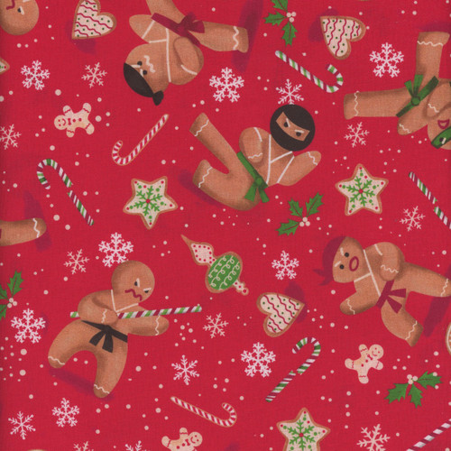 Timeless Treasures Fabrics Gingerbread Ninja Gingerbread Ninjas Red