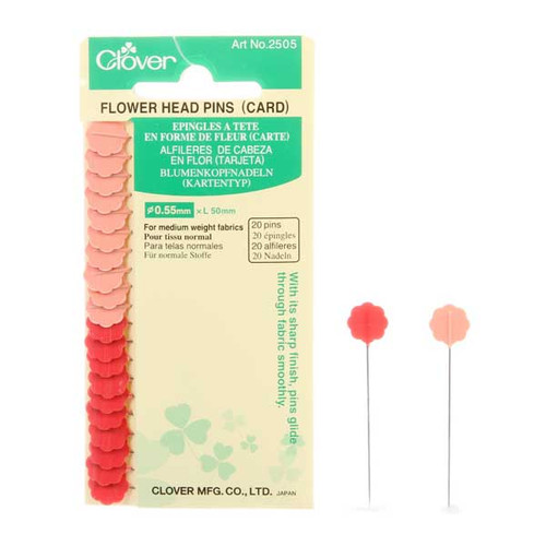 Clover Needlecraft Flower Head Pin Size 32 - 2in 20ct 2 colors