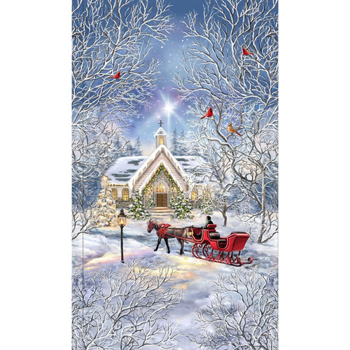 Timeless Treasures Fabrics Winter Prayer Winter Blessing Chapel Snow