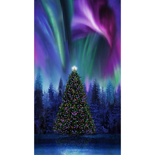 Timeless Treasures Fabrics Winter Solstice Christmas Tree Aurora Borealis Multi