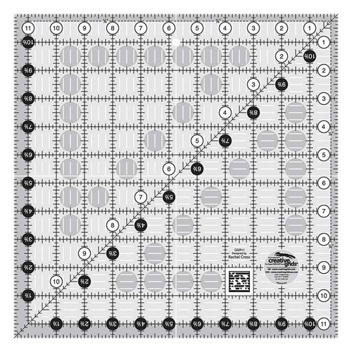 This 11-1/2 inch square features easy-to-read black and white markings printed in 1 inch grids marked in 1/8 inch and 1/4 inch increments.