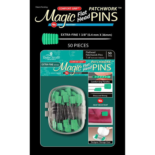 Magic Pins Flat Head Patchwork Quilting Pins Extra Fine 50 Count