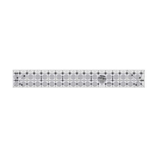 This 2-1/2 inch x 18-1/2 inch rectangle ruler is the perfect companion for anyone who loves to work with the 2-1/2 inch pre-cuts on the market. It features easy-to-read black and white markings printed in 1 inch grids marked in 1/8 inch and 1/4 inch increments.