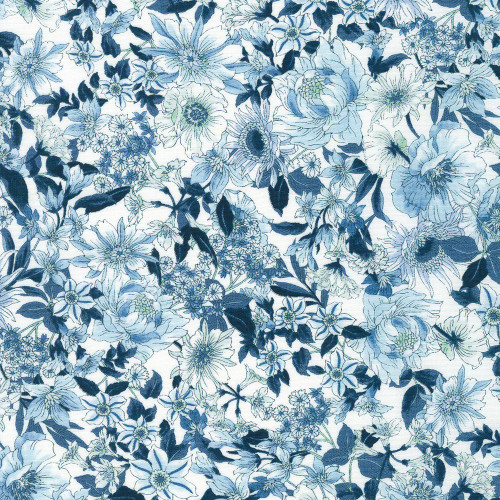 Robert Kaufman Fabrics Vintage Fleur by Sevenberry Floral Border Garden White