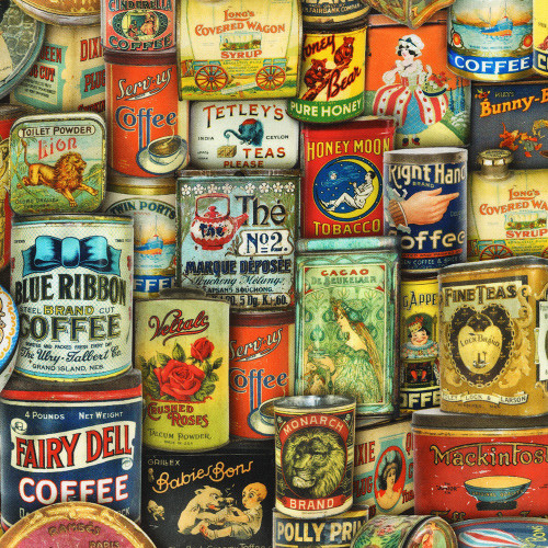Robert Kaufman Library of Rarities Vintage Coffee and Tea Tins Antique