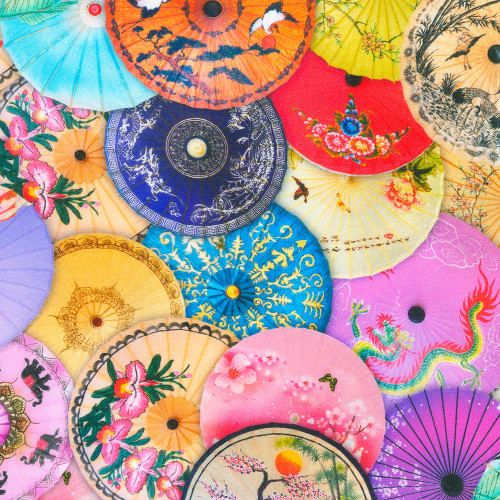 Robert Kaufman Library of Rarities Floral Umbrella Tops Antique