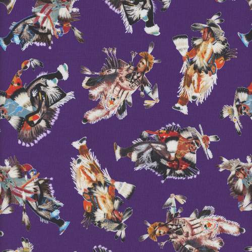 Elizabeths Studio Fabrics Pride Pow Wow Dancers Purple