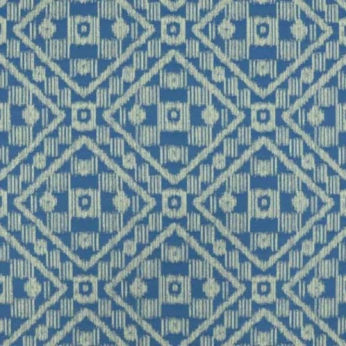 Covington Fabrics Block Island Cabana Blue Woven Tile Polypropylene Outdoor