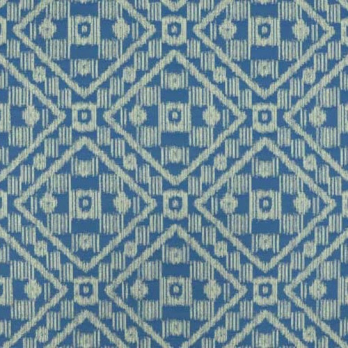 Covington Fabrics Block Island Cabana Blue Woven Tile Polypropylene Outdoor
