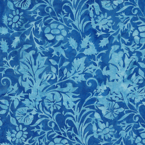 Island Batik Fabrics Porcelain Blue SP 23 Mixed Floral Blue Blueberry