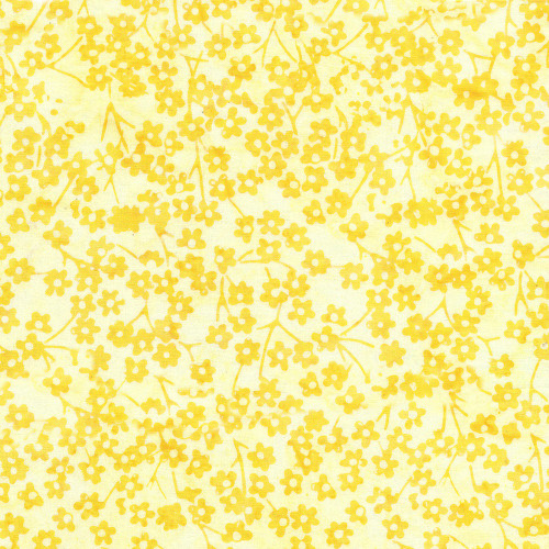 Island Batik Fabrics Vintage Charm SU 23 Round Flower Stems Yellow Oatmeal