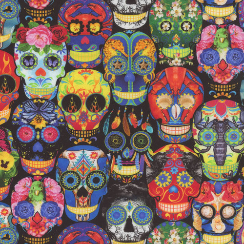 Timeless Treasures Fabrics Dia De Los Muertos Day Of The Dead Skull Folklore Multi