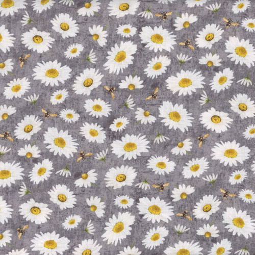 Timeless Treasures Fabrics Honey Bee Farm Tossed Bee And Daisy Florals Slate