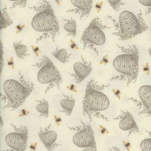 Timeless Treasures Fabrics Honey Bee Farm Tossed Bee Hive Beige