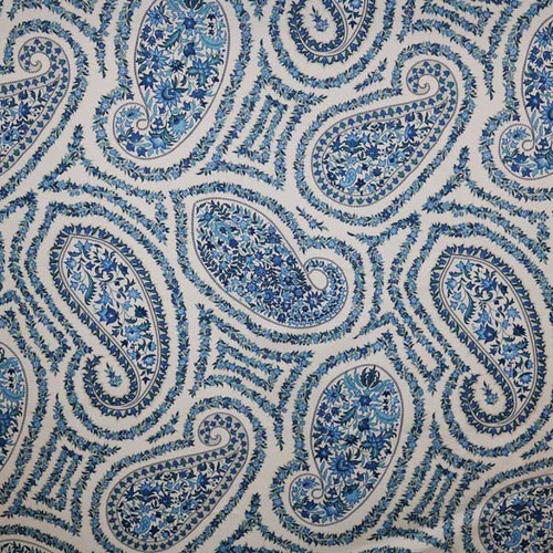 Waverly Fabrics Paisley Proposal Porcelain Blue Floral Paisley Combed Cotton
