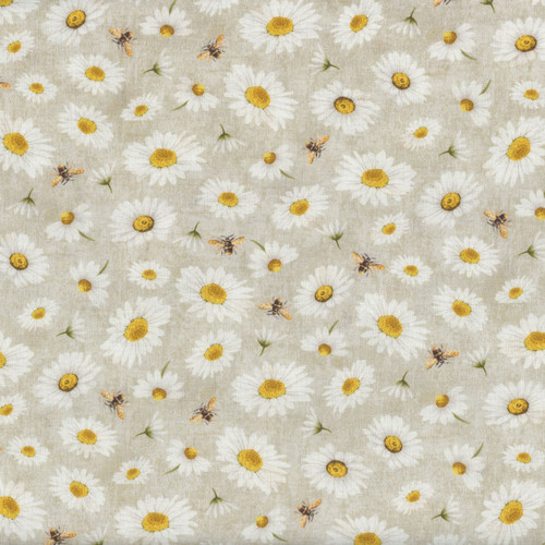 Timeless Treasures Fabrics Honey Bee Farm Tossed Bee And Daisy Florals Grey