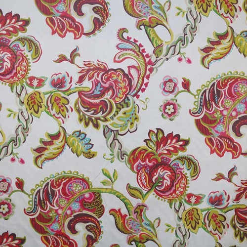 Waverly Fabrics Summer Canvas Azalea Pink Jacobean Floral Printed Chintz